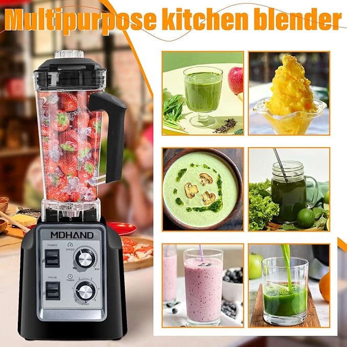 Professional Blender for Smoothies Powerful 1400W Smoothie Blender 68oz Large Capacity with 2 To-Go Cups 6 Stainless Steel Blades Kitchen Blenders for Smoothies Ice Crushing &amp Frozen Fruit