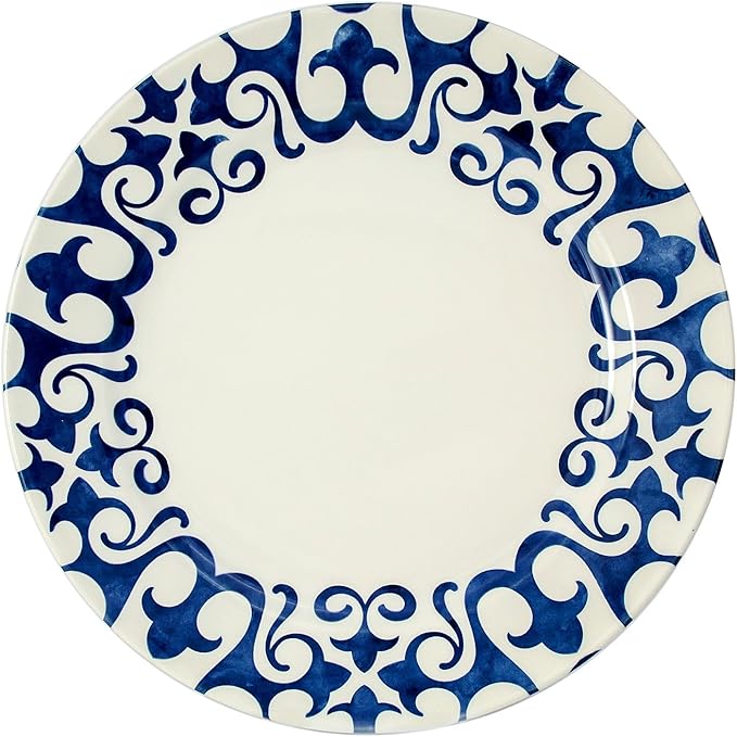 Tudor Royal Collection 24-Piece Premium Quality Round Porcelain Dinnerware Set Service for 6 - HENNA BLUE See 10 Designs Inside
