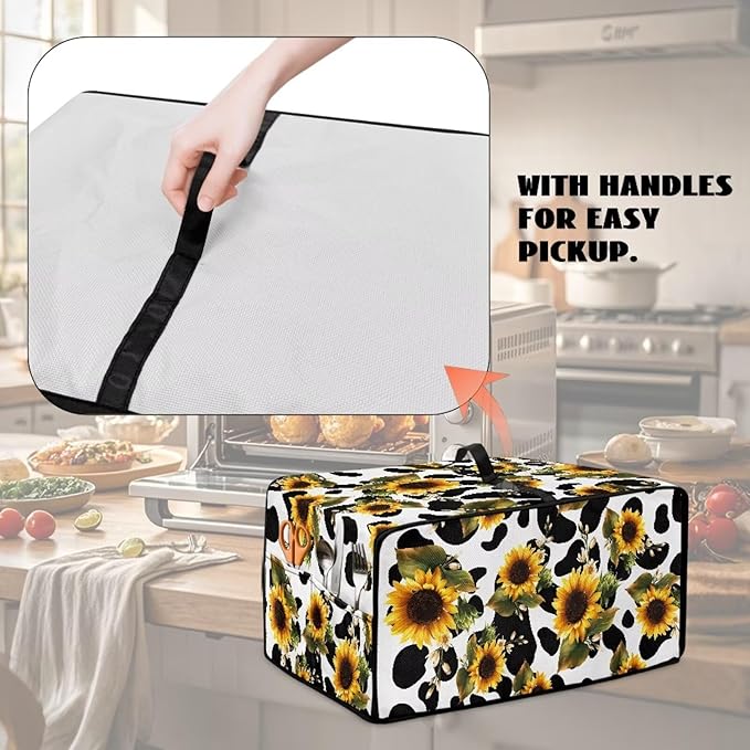 Doojoayie Small Appliance Covers 4 Slice Toaster Cover Universal Fit Kitchen Appliance Dust Protector Compatible with Toaster Oven/Bread Machine/Air Fryer Sunflower Print