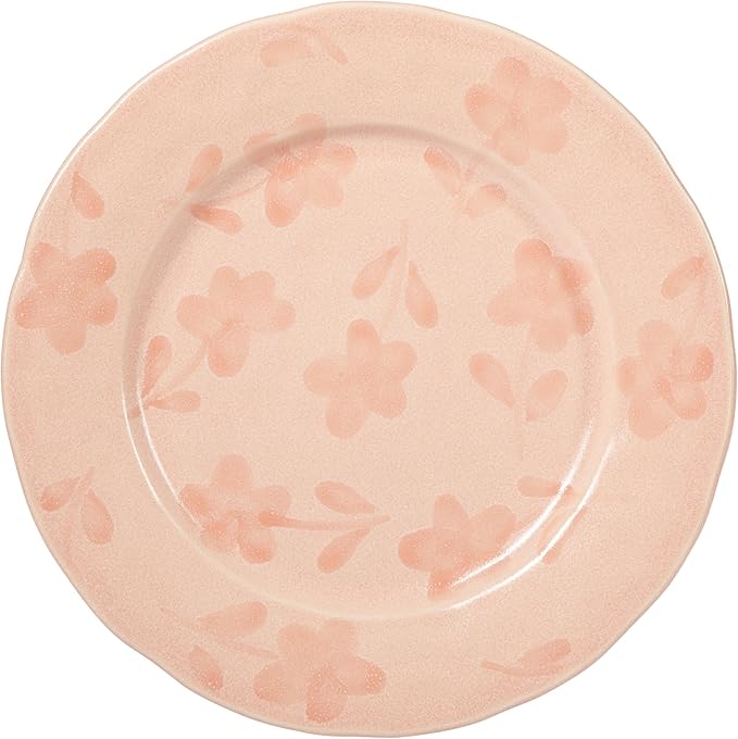 Bloomhouse - 2 Time Oprah's Favorite Things - Made in Portugal Hand Painted 10.8 Inch Dinner Plates Set of 4 - Porto Petals Floral Dish Set - Blush Pink