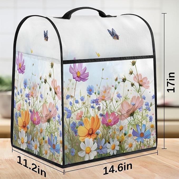 cfpolar Kitchen Aid Mixer Cover Compatible with 6-8 Quarts Butterfly Flower Pattern Stand Mixer Cover Kitchen Aid Mixers Accessories Appliance Organizer Bag Dust Covers with Zipper Pocket