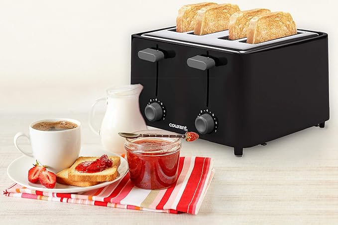 Courant Classic 4 slice Toaster with drop down crumb tray for easy cleaning Black