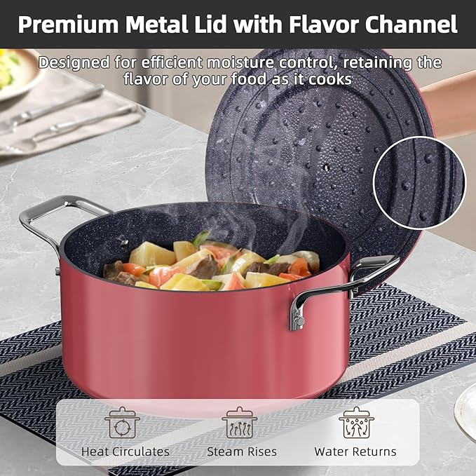 Nuwave Lux 13pc Forged Lightweight Cookware Set PFAS Free Healthy G10 Duralon Ceramic Coating Ultra Non-Stick Stay-Cool Handles Works on All Cooktops &amp Induction Ready