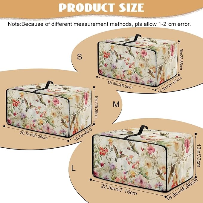 Doojoayie Small Appliance Dust Cover 4 Slice Toaster Cover Small Appliance Dust Protector for Toaster Oven/Bread Making Machine/Air Fryer Flower &amp Hummingbird Print