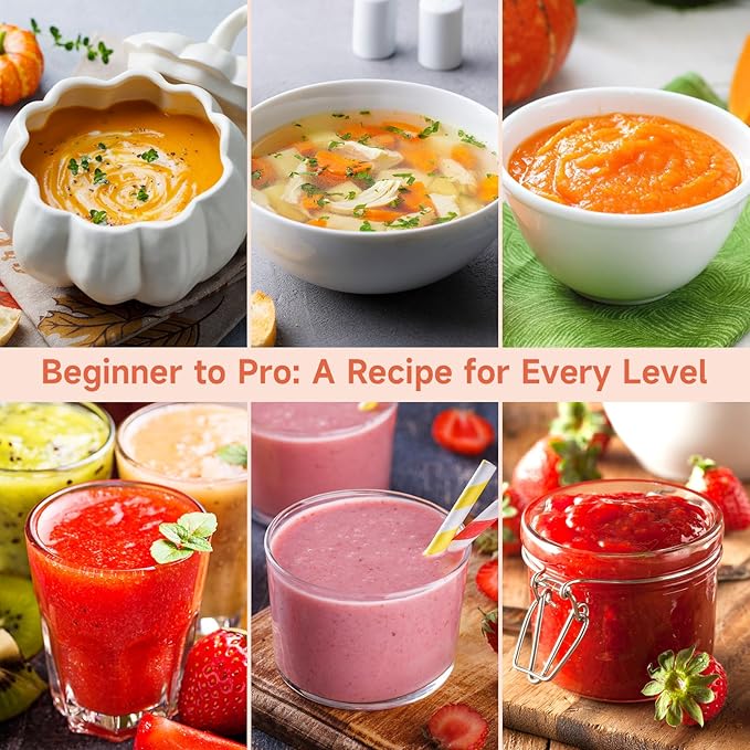 Homtone Soup Maker 2L Makes 2-6 Servings 6-in-1 Multifunctional Smooth and Chunky Soupmaker Electric Soup Bleander Eeasy Clean for Home Use Black and Stainless Steel