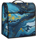 Kitchen Aid Mixer Cover Blue Marble Gold Stand Mixer Cover Compatible with 6-8 Quarts Stand Mixers Dust Covers with Zipper Pocket Foldable Washable Kitchen Aid Organizer Bag