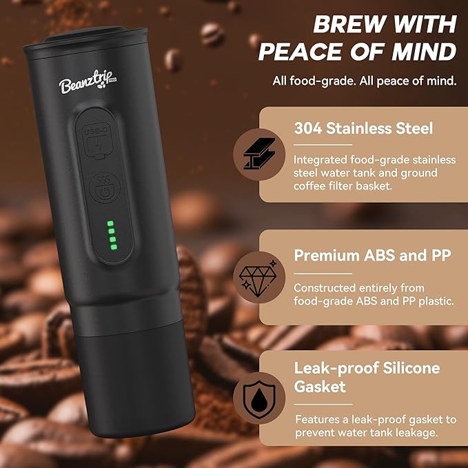 H02 PRO Portable Espresso Machine Travel Coffee Maker fits NS Capsule &amp Ground Coffee Women's Day Gift Camping Small Mini Coffee Machine with Self-heating Electric Espresso Maker