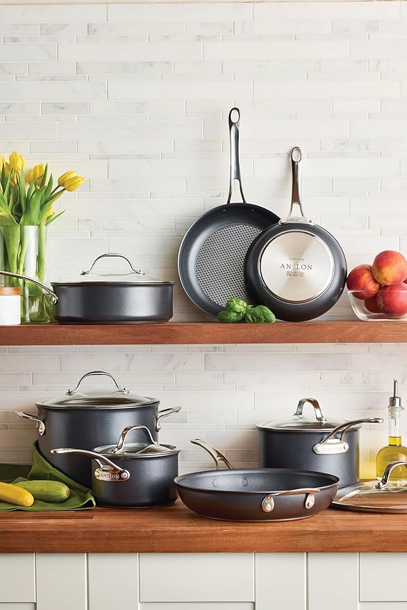 Anolon X Hybrid Nonstick Nonstick Cookware Induction Pots and Pans Set 12 Piece - Charcoal Gray