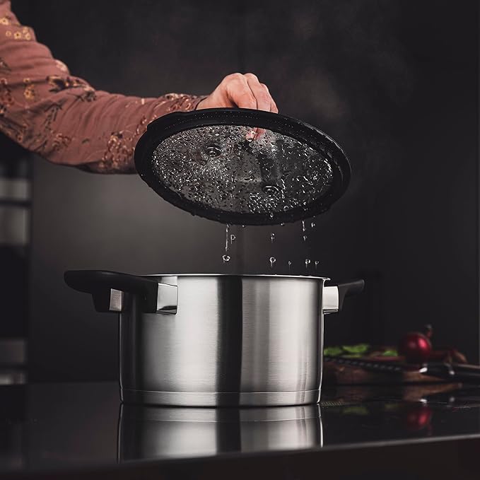 FLORINA Aluminium Pot (4.1 L) 24 cm I Cooking Pot with Glass Lid I Soft-Touch Handle and 3-Layer Coating I Non-Stick Coating I Ideal for Induction Hobs Gas Hobs and Electric Hobs