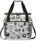 Coffee Print Coffee Maker Travel Bag for Keurig K-Mini/K-Mini Plus Insulated Waterproof Tote with Pockets for K-Cup Portable Single-Serve Brewer Case