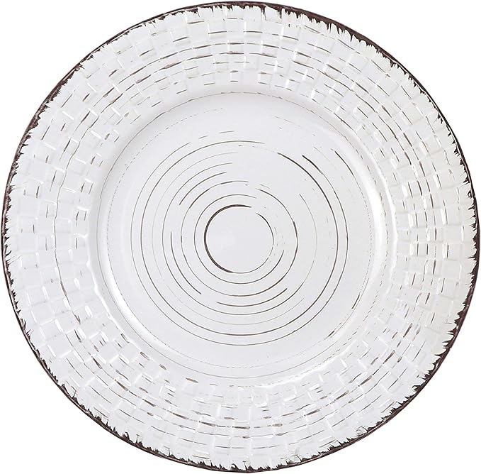 Lorren Home Trends 16 Piece Distressed Weave Dinnerware Set-White