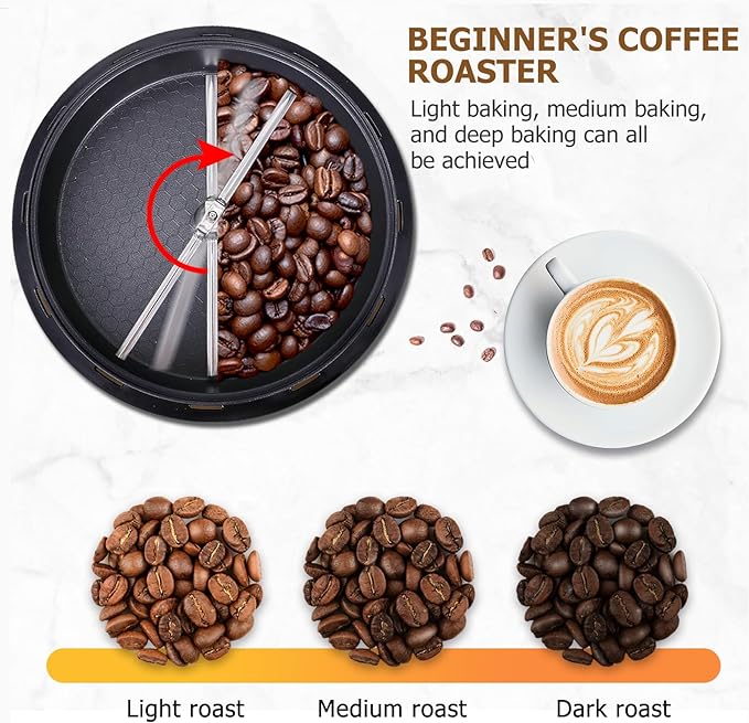 JIAWANSHUN Coffee Roaster Upgraded Electric Coffee Bean Roaster 1.1lb Coffee Roaster for Home Use0-240℃ Temperature Adjust&ampTimer 110-120V