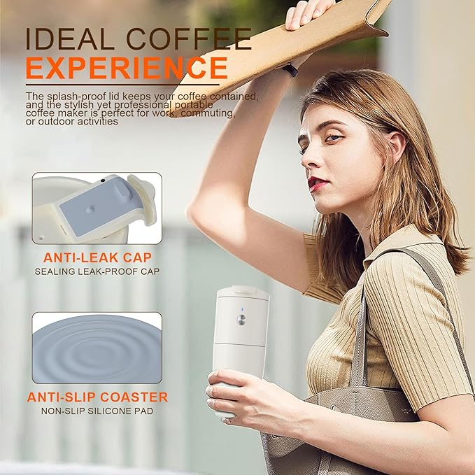 Self-Heating Electric Coffee Maker Cup Portable Mini Coffee Maker Compact Design for Camping Hiking Traval