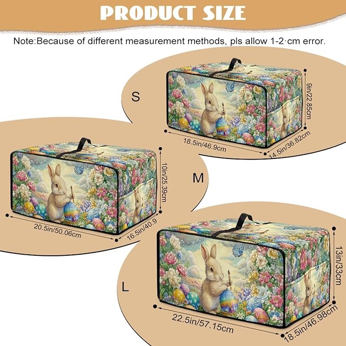 Bunny Flower Printed Toaster Cover Easter Egg Printed Heavy Duty Toaster Oven Dust Cover with Accessory Pockets Washable Kitchen Small Appliance Protector Easter Decor M