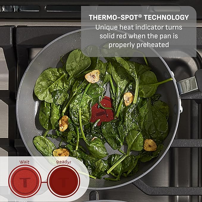 T-Fal Ultimate Hard Anodized Nonstick 10 Piece Cookware Set Oven Safe Up to 400°F Dishwasher Safe Pots and Pans Set Includes Frying Pans Saucepan Stockpot Cooking Utensils Grey
