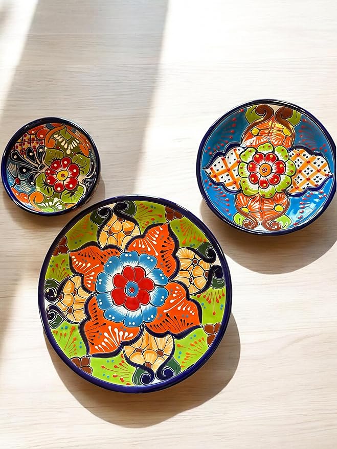 12 Piece Talavera Dinnerware Set | Handmade Mexican Pottery | Unique Floral Patterns