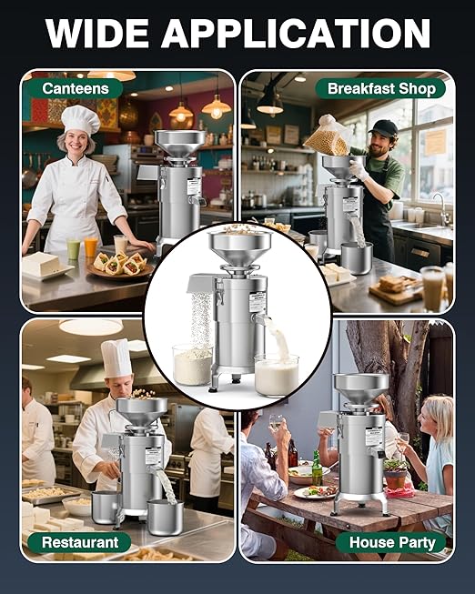WantJoin Commercial Soy Milk Maker - 25KG/H High Output Automatic Stainless Steel Soybean Milk Maker Machine 2800RPM with Slag Separation for Soymilk Nut Milk Tofu Rice Milk for Restaurant Canteen