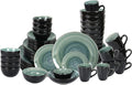 Stoneware Sonoma 56pc Dinnerware Set Black + Speckled Spin Wash Blue