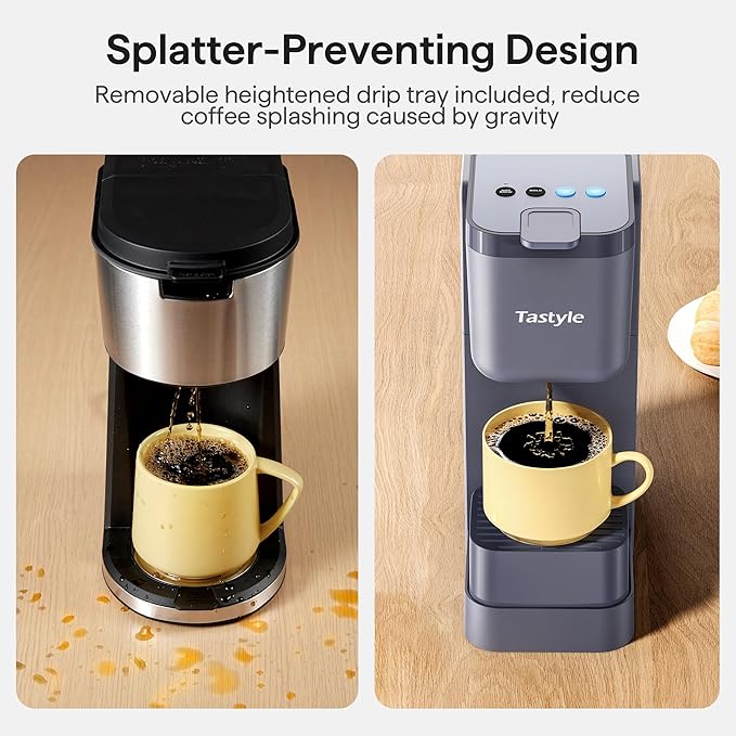 Single Serve Coffee Maker for K Cup Ground and Tea Hot and Iced Coffee Machines with Bold Setting 6 to 16 Oz Brew Sizes Compact for Small Spaces Gray (2.0 Version)
