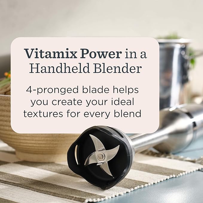 Vitamix 5-Speed Immersion Blender 3-Piece Bundle with Whisk Attachment and Storage Case Professional-Grade Hand Blender with 625-Watt Motor and Stainless-Steel Blade Stainless Steel/Black