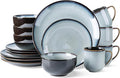 LERATIO Ceramic Dinnerware Sets for 416-Piece Reactive Glaze Plates and Bowls Set with MugsHighly Chip and Crack Resistant | DishwasherMicrowave &amp Oven Safe Dishes set-Gray White