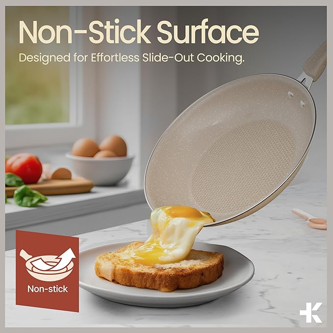 Pots and Pans Set 23-Piece Non Stick Cookware &amp Bakeware Sets with Plaid Pattern Stackable Design Dishwasher Safe Stain-resistant Oven &amp All-Stove Safe Tempered Glass Lid White Marble