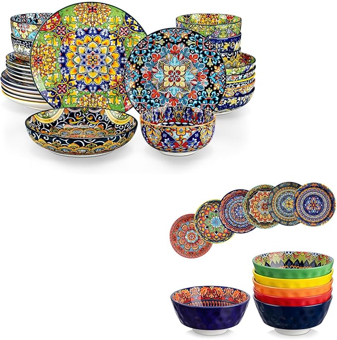 vancasso 18 Pieces Dinnerware Sets Bundles 26oz Cereal Bowls Set of 6