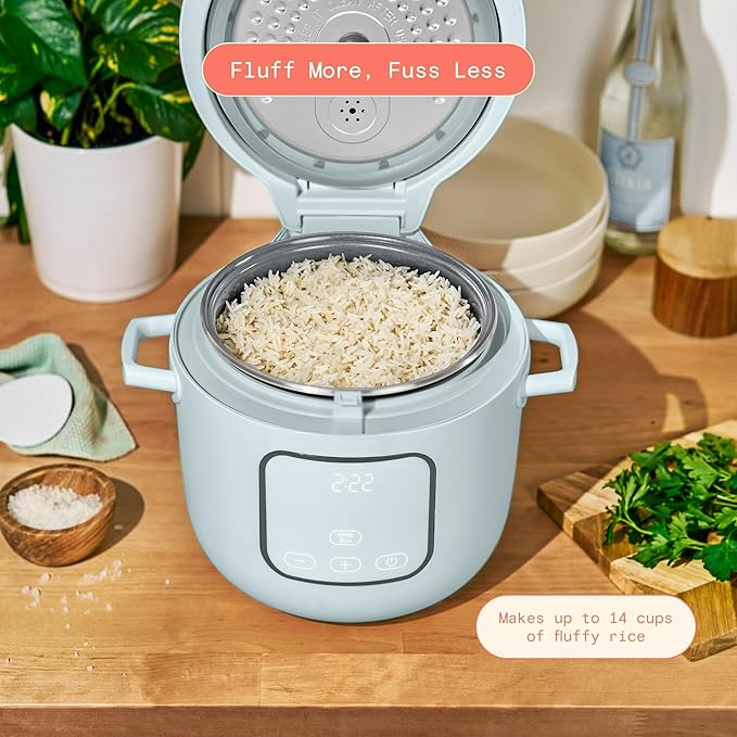 14-Cup Rice Cooker &amp Food Steamer | Large Capacity Rice Maker with Steam Function | Non-Stick Inner Pot &amp Keep Warm | Includes Steamer Basket &amp Accessories | Perfect Rice Every Time