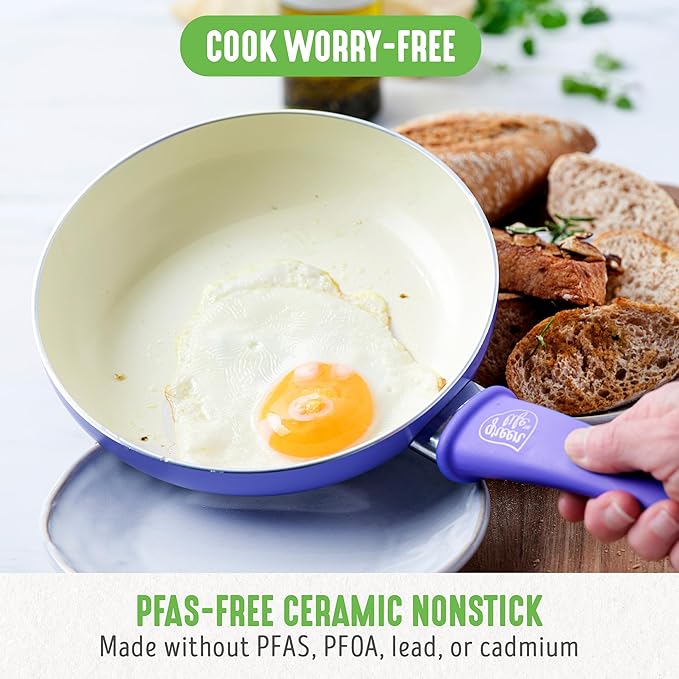 GreenLife 16 Piece Nonstick Cookware Set Soft Grip Non-Toxic PFAS-Free Ceramic Pots &amp Pans Dishwasher &amp Oven Safe Frying Sauce Utensils Glass Lids Stay-Cool Handles Wobble Free Periwi