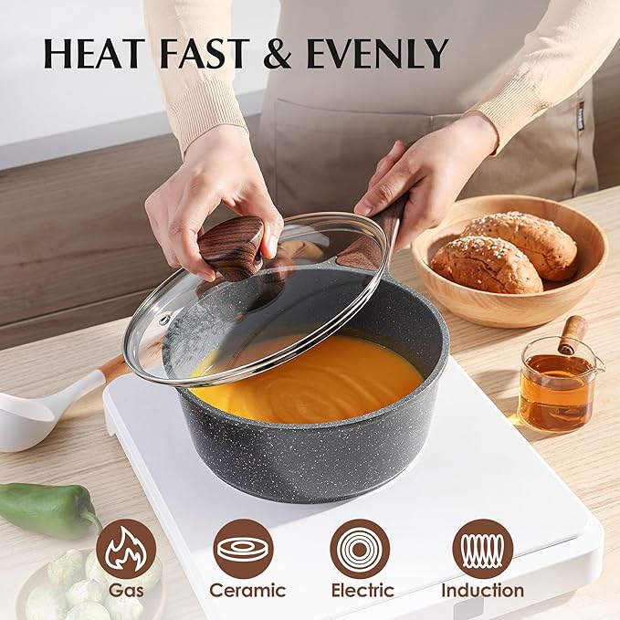 SENSARTE Nonstick Cookware Set 13-PieceStay-Cool Handles PFOA Free12 Inch Nonstick Frying Pan Skillet with LidInduction Pan