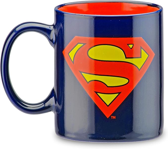 DC Comics Superman 1-Cup Coffee Maker with 12 Oz Superman Mug by Select Brands - Superhero Kitchen Accessories - Drip Coffee Maker &amp Cup - Gifts for Superman Fans
