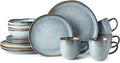 AmorArc Ceramic Dinnerware SetsHandmade Reactive Glaze Stoneware Plates and Bowls SetsHighly Scratch Resistant | Dishwasher &amp Microwave Safe Dishes SetService for 4 (16pc)