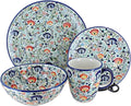 Blue Rose Polish Pottery - Green Desert Oasis 16 Piece Dinner Set - 4 Place Settings - Great for Everyday Dining Casual Dining or as Formal Dinnerware