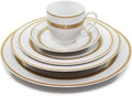Royalty Porcelain Queen 5-Piece White and Gold Dinnerware Set 24K Gold-Plated Fine Porcelain Service for 1