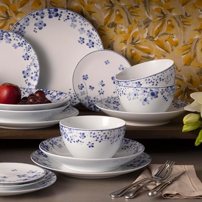 Noritake Bloomington Road Blue 30-Piece Dinnerware Set Service For 6
