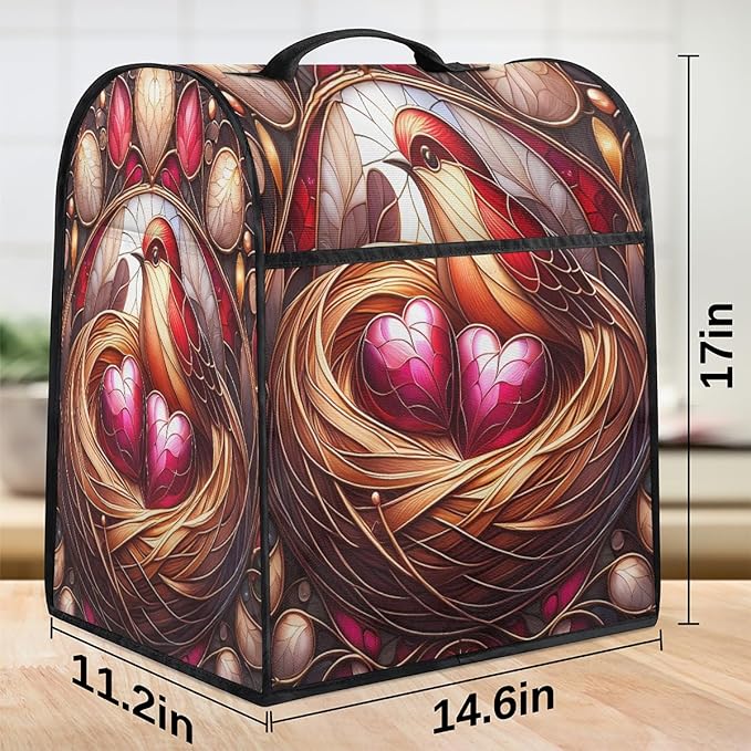 cfpolar Kitchen Aid Mixer Cover Compatible with 6-8 Quarts Animal Bird Love Stand Mixer Cover Kitchen Aid Mixers Accessories Appliance Organizer Bag Dust Covers with Zipper Pocket