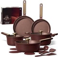 CAROTE Pots and Pans Set Nonstick 16pcs Cookware Set Nonstick Non-Toxic &amp PFOA&ampPFOS-Free Dishwasher RV/Camping Cookware Set Cooking Pots with LidsWine Red