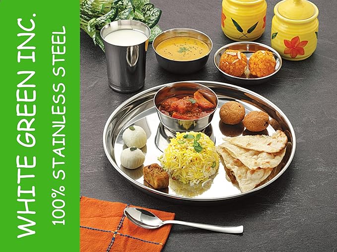 48 Pieces Dinner Set Stainless Steel Dinnerware Set Service for 6 (Full Plates Quarter Dishes Bowls Tumblers) Metal Reusable set for Home Kitchen Camping Dishwasher Safe