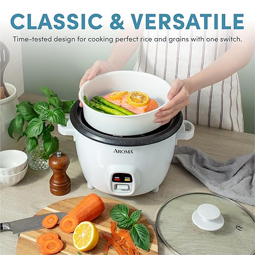 AROMA® 20-Cup (Cooked) One-Touch Rice Cooker and Food Steamer with Auto-Warm | 10 cups uncooked 20 cups cooked (ARC-390NGP)