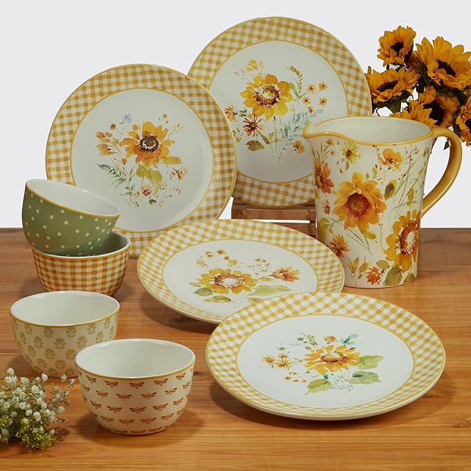 Certified International Sunflowers Forever 11 Dinnerware Plates Large Multicolor Set of 4