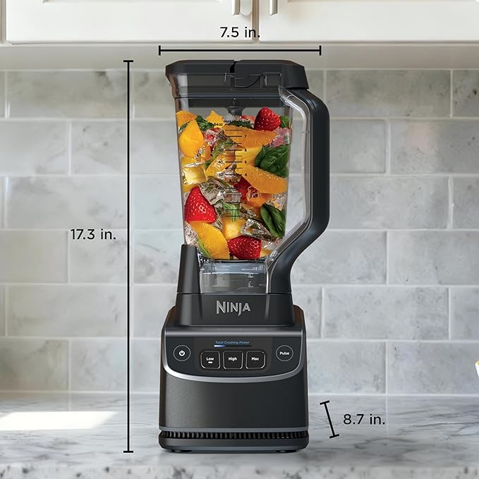 Ninja UltraCrush Professional Blender | 1000W XL 72-oz.* Pitcher | Total Crushing Technology | 3 Manual Speeds for Ice Crushing Smoothies Sauces &amp More | Full-Size Blender | Black | BP201