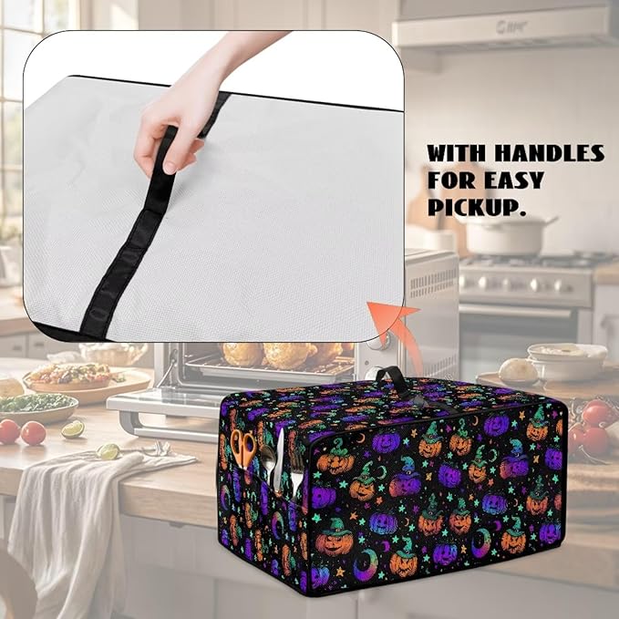 Halloween Pumpkins Toaster Oven Cover for Kitchen Counter Thanksgiving Wide Slots Toaster Cover Bread Maker Covers Dust &amp Fingerprint Protection Washable Kitchen Small Appliance-1