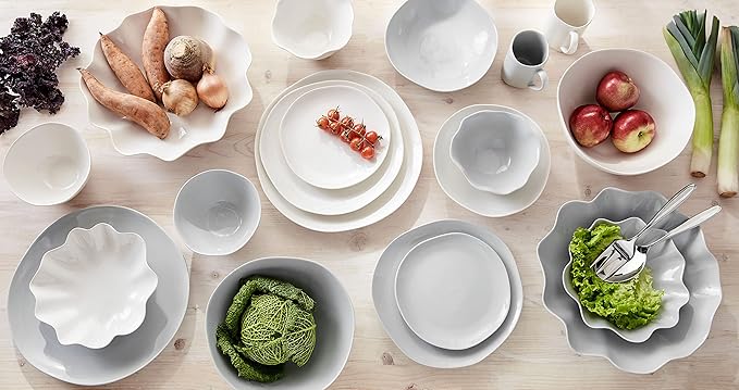 Portmeirion Sophie Conran Arbor Organic Shape Stoneware 4 Piece Place Setting Service for 1 Creamy White