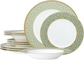 Noritake Infinity Green Gold 12-Piece Dinnereware Set Service for 4
