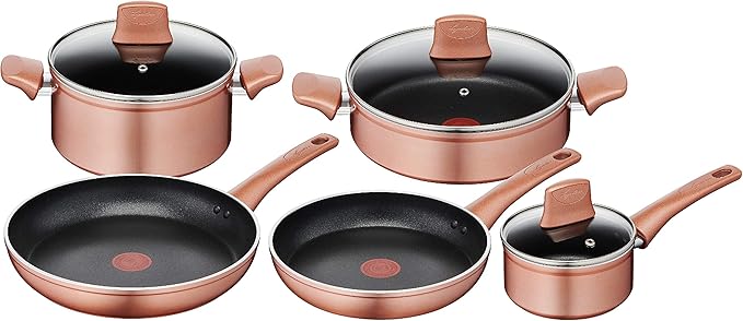Lagostina Copper/Pan Set External Copper Effect Non-Stick Aluminium 8 Pieces Black