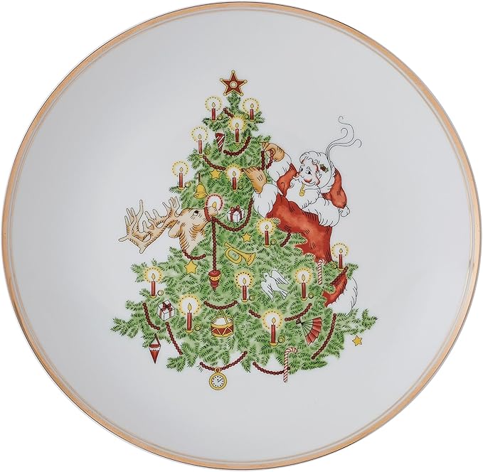 Fitz and Floyd St. Nicholas Gold Banded Holiday 16 Piece Dinnerware Set Service for 4
