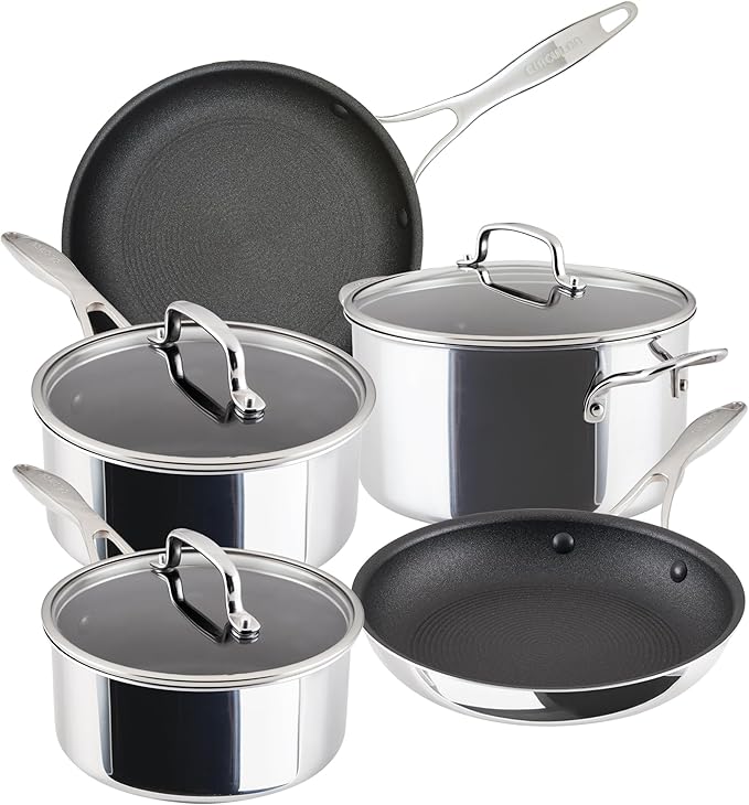 Circulon Scratch Defense Stainless Steel Pan Set: 5 Piece Induction Hob Pan Set with Extreme Non Stick Induction &amp All Hob Suitable