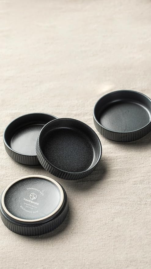 Famiware Dinnerware Set for 4 (12 Piece) and Coffee Mug Set for 4 (12 oz) - Matte Dark Charcoal