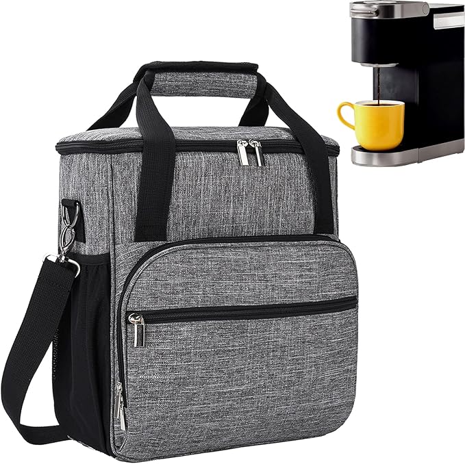 Coffee Maker Carring Bag for Keurig K-Mini/K-Mini Plus Storage Tote Case for Travel Grey