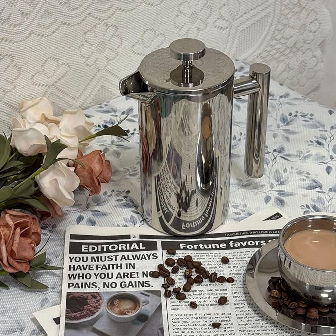 French Presses 304 Stainless Steels Double Walled Insulated Thermal Coffee Maker Handle Baristas Accessories Double Walled Insulated Coffee Pots
